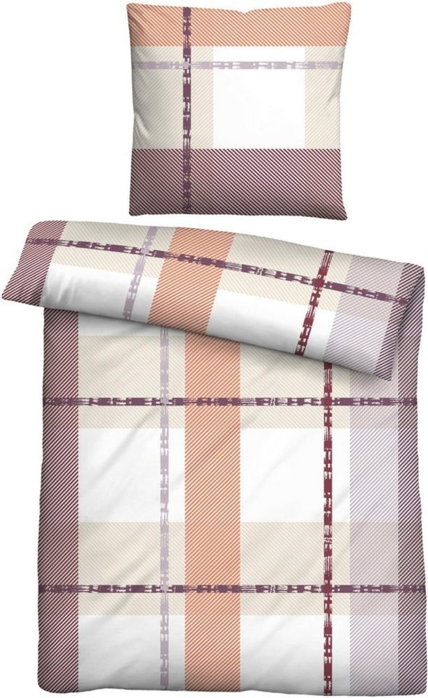 Traumhaft schlafen - Castell - Markenbettwäsche Nicki Bettwäsche 0380746 KARO-STREIFEN-MIX, altrosa, 1x 155x220 cm + 1x 80x80 cm Bild 1