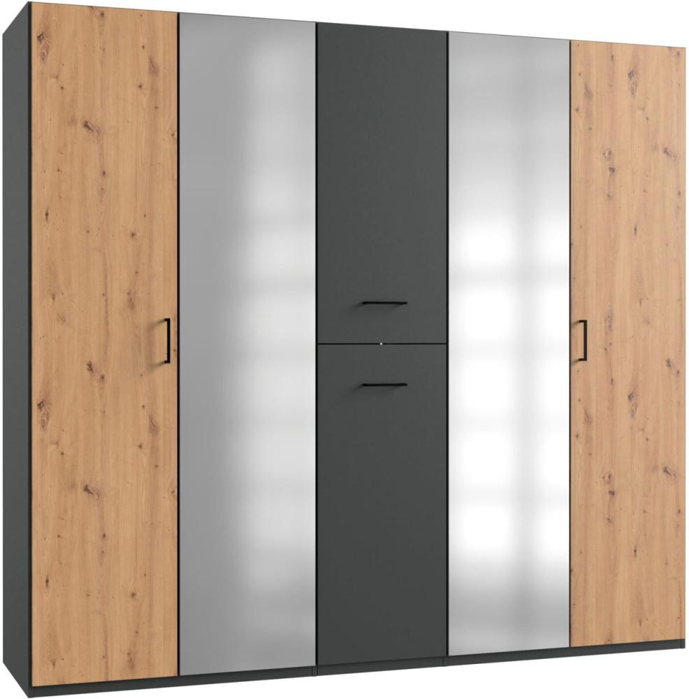 Kleiderschrank Lima 225x58x208cm Artisan Eiche graphit mit Apothekerauszügen Bild 1