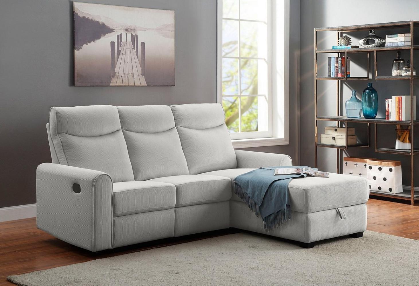 ATLANTIC home collection Ecksofa Gero L-Form, mit Relaxfunktion und Stauraum, mit Cord-Bezug Bild 1