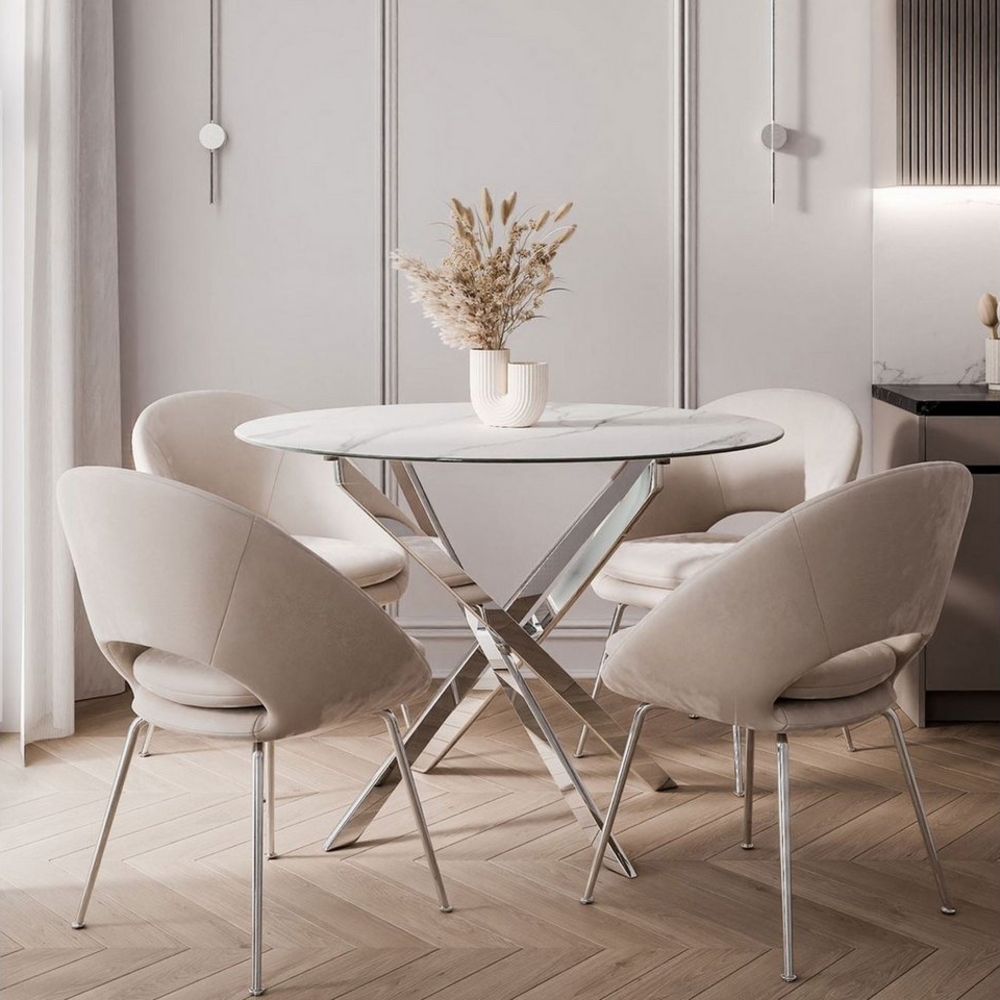 Lookway Esstisch BEIRA II, Runder Tisch 90 cm, Platte aus Keramik, ohne Stühle Bild 1