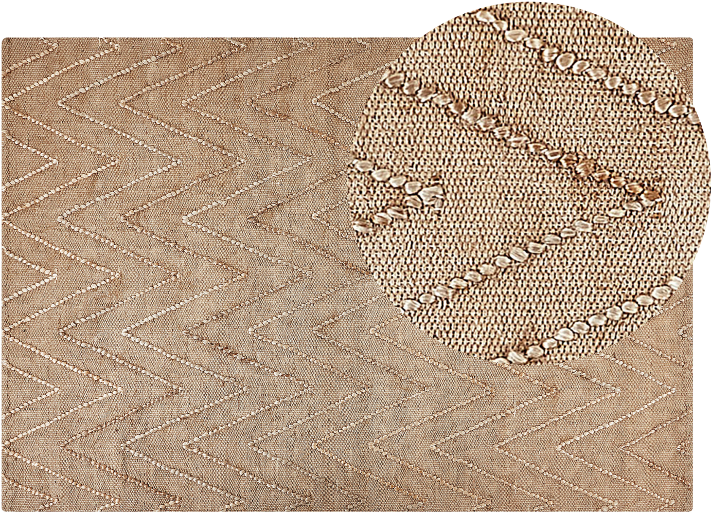 Teppich Jute beige geometrisches Muster 140 x 200 cm Kurzflor DADAY Bild 1