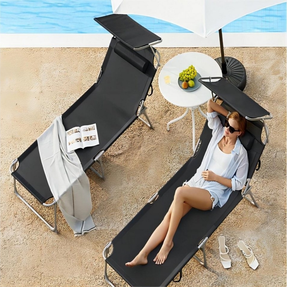 SONGMICS Gartenliege, 2 St, Große Sonnenliege,klappbarer Liegestuhl,200x71x38cm Bild 1