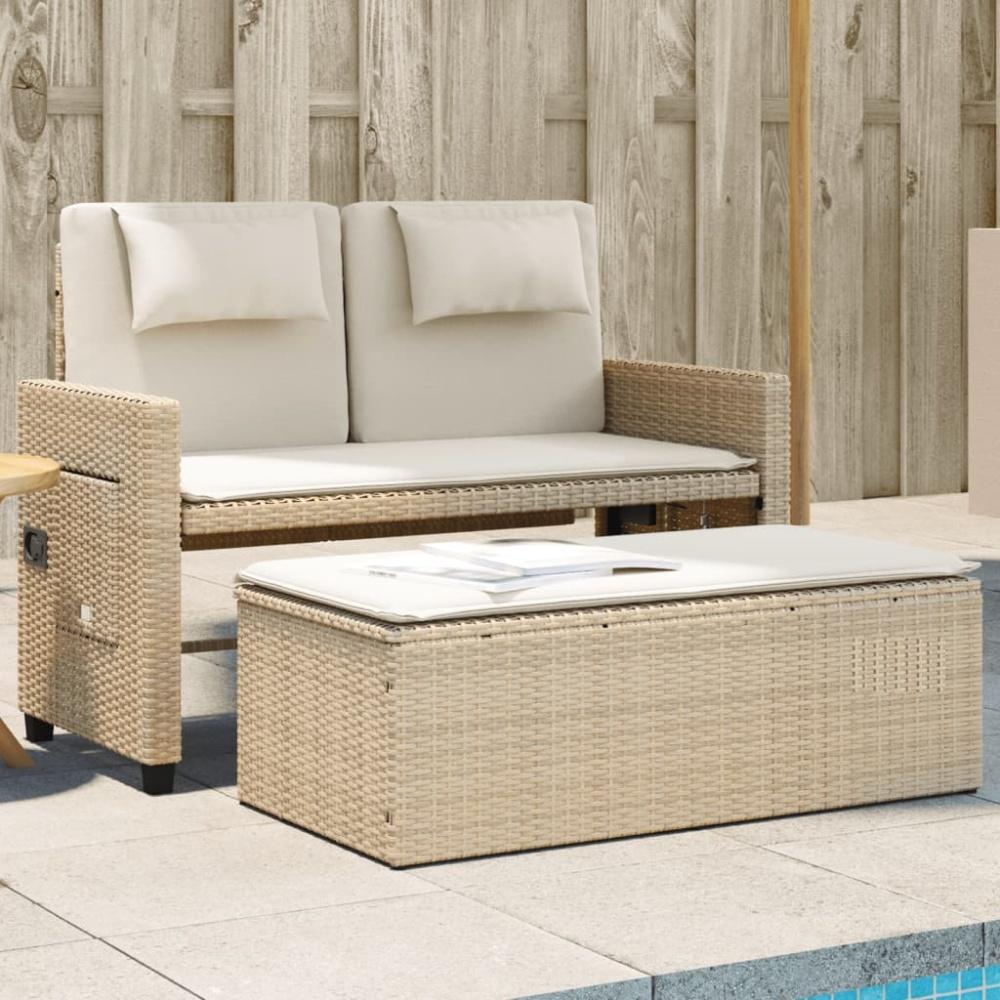 vidaXL Gartenbank Verstellbar mit Kissen Beige Poly Rattan 365820 Bild 1