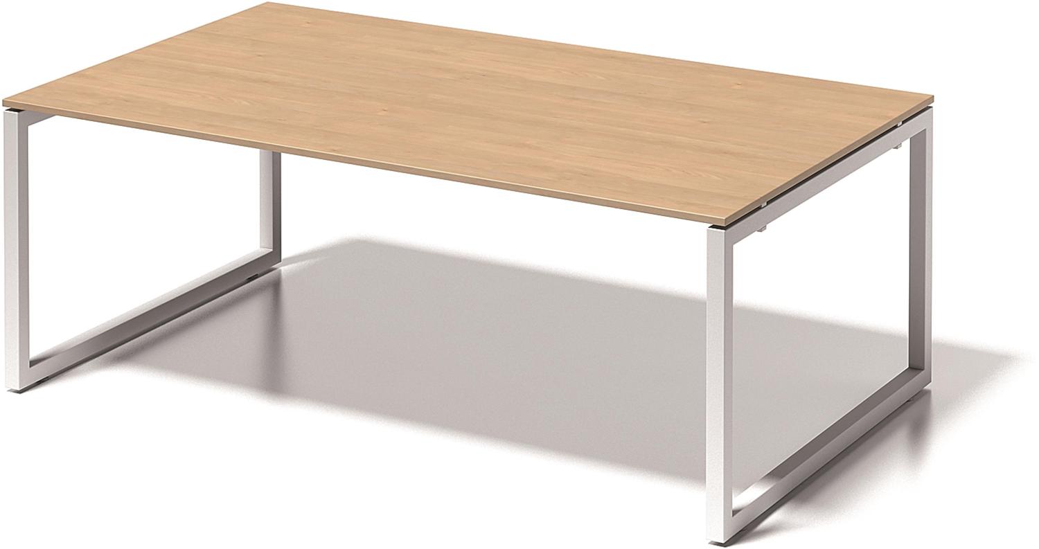 Cito Chefarbeitsplatz/Konferenztisch, 740 mm höhenfixes O-Gestell, H 19 x B 2000 x T 1200 mm, Dekor ahorn, Gestell verkehrsweiß Bild 1