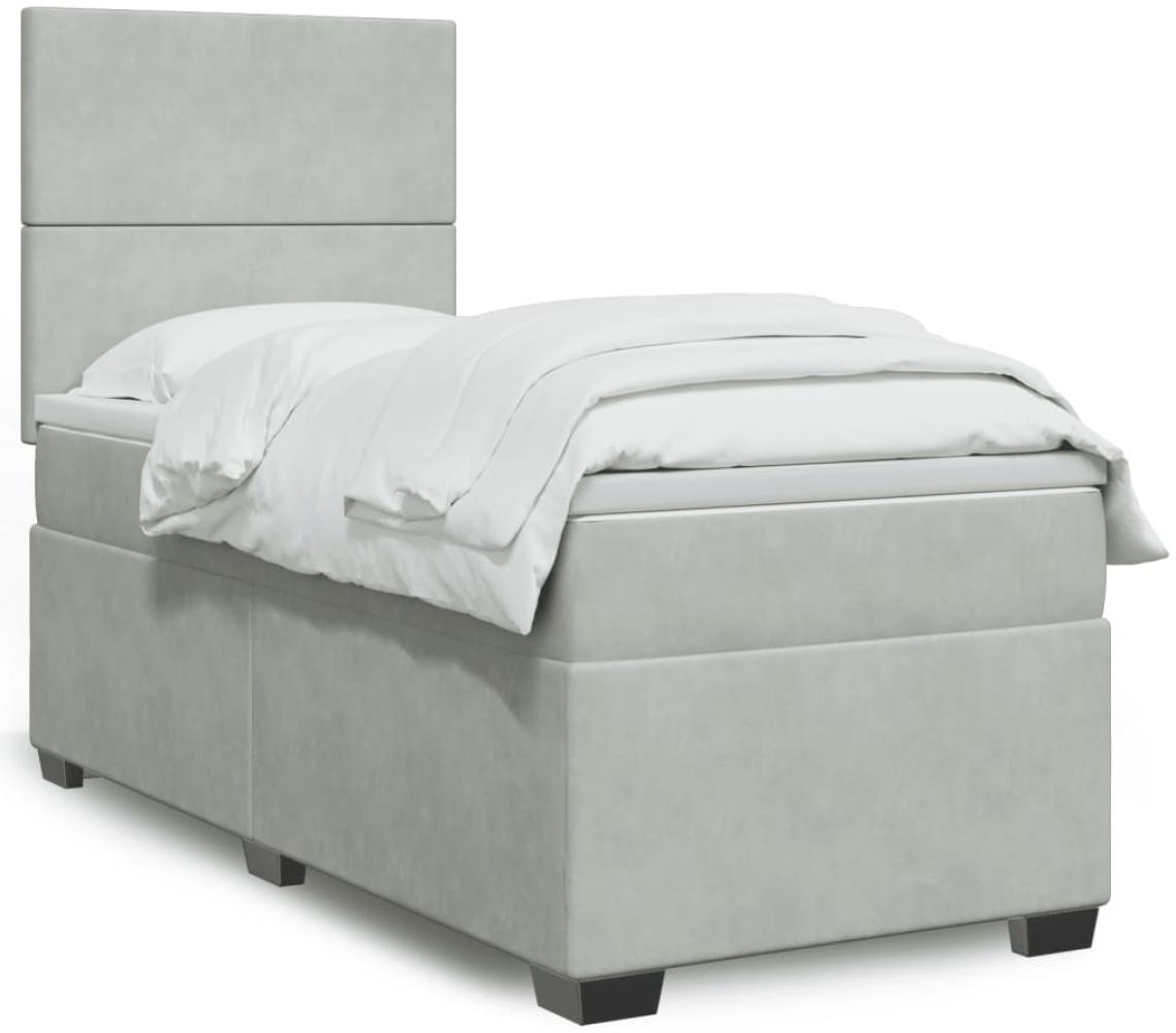 vidaXL Boxspringbett mit Matratze Hellgrau 100x200 cm Samt 3293128 Bild 1