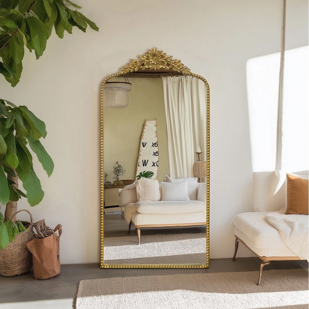 G-LEAF Ganzkörperspiegel im Barockstil, freistehend, wandmontiert oder an die Wand angelehnt (1-St), für Schlafzimmer, Wohnzimmer, 152×76cm, golden Bild 1