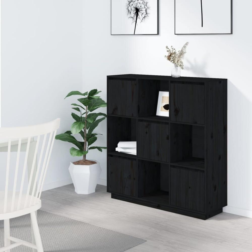 vidaXL Highboard Schwarz 110,5x35x117 cm Massivholz Kiefer 814373 Bild 1