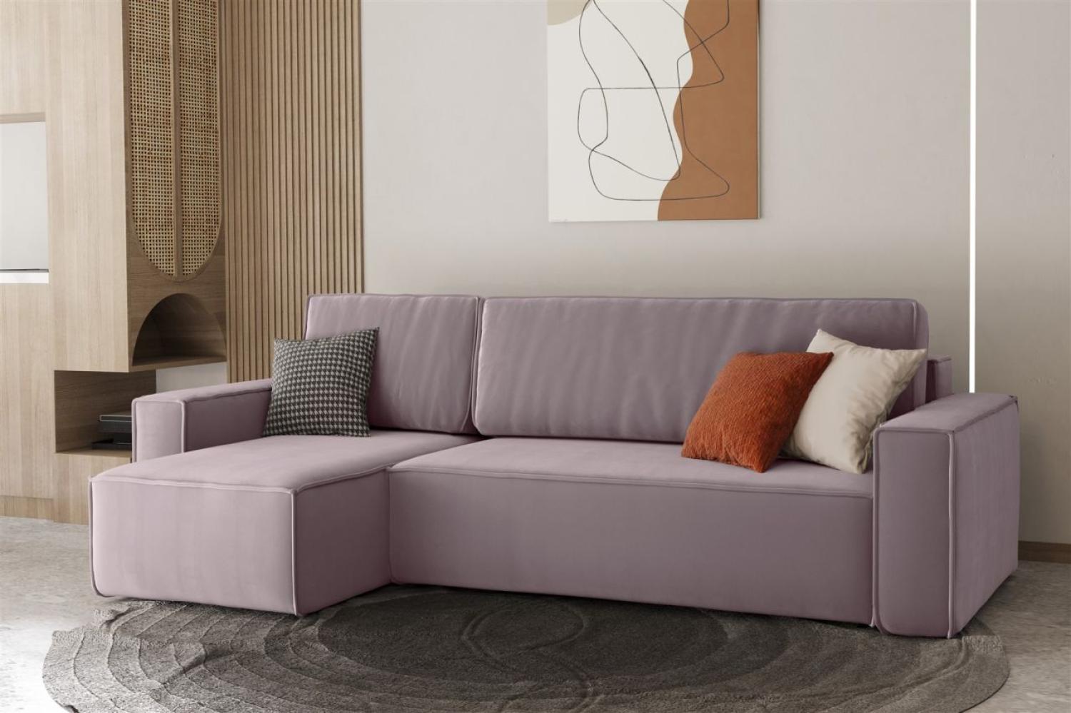 Ecksofa Schlafsofa Sofa MARIS Stoff Lavendel Ottomane Links Bild 1