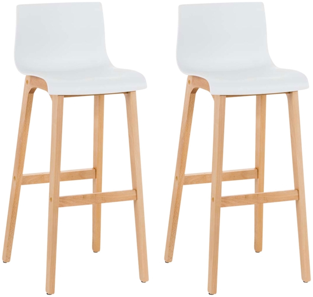 DELUKE® Barhocker 2er Set DELHI - Weiß, Holz Barhocker mit Lehne Barstuhl Tresenhocker Tresenstuhl Kneipenhocker Kneipenstuhl Bild 1