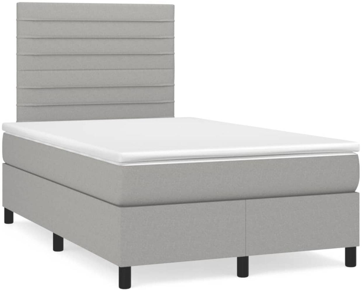 vidaXL Boxspringbett mit Matratze Hellgrau 120x190 cm Stoff 3269888 Bild 1