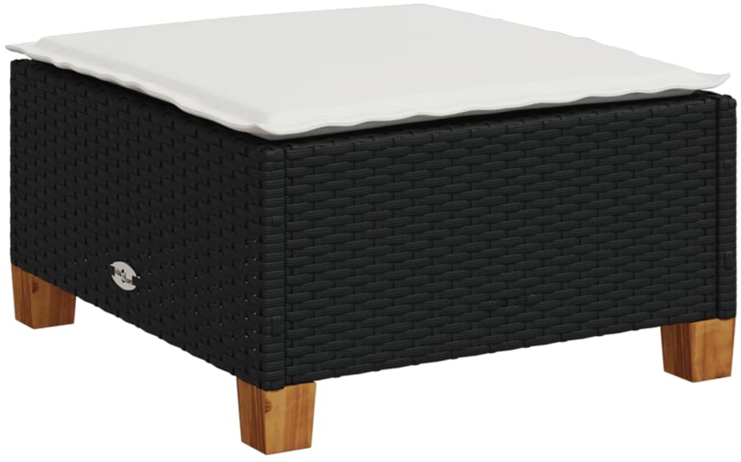 vidaXL Gartenhocker mit Kissen Schwarz 63,5x56x32 cm Poly Rattan 365911 Bild 1
