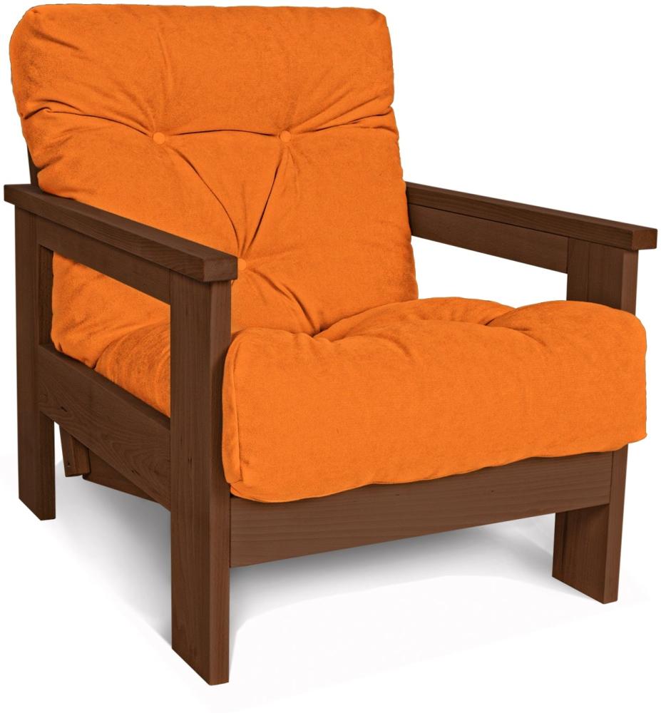 Marior HOME 'MEXICO' Sessel, Buchenholz, Walnussfarbe, Orange Bild 1