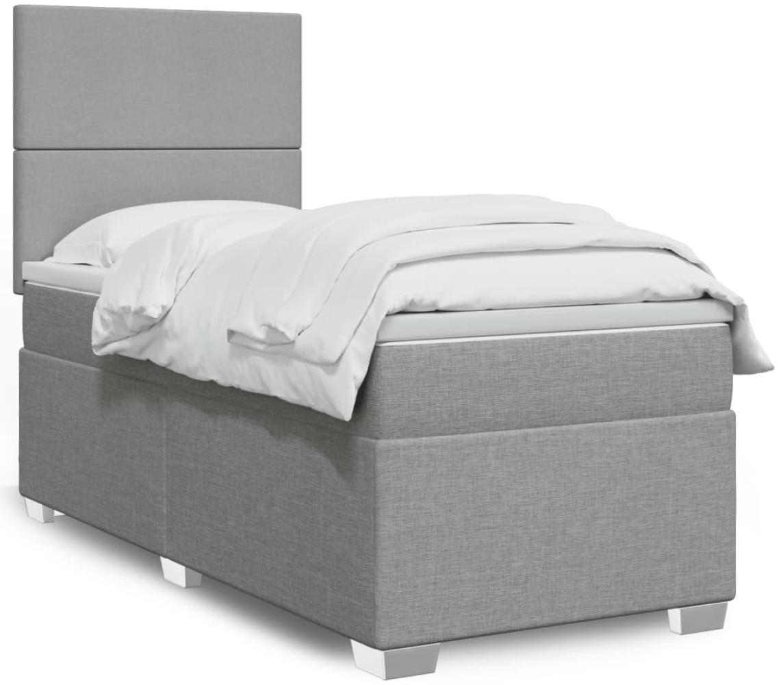 vidaXL Boxspringbett mit Matratze Hellgrau 90x190 cm Stoff 3292636 Bild 1