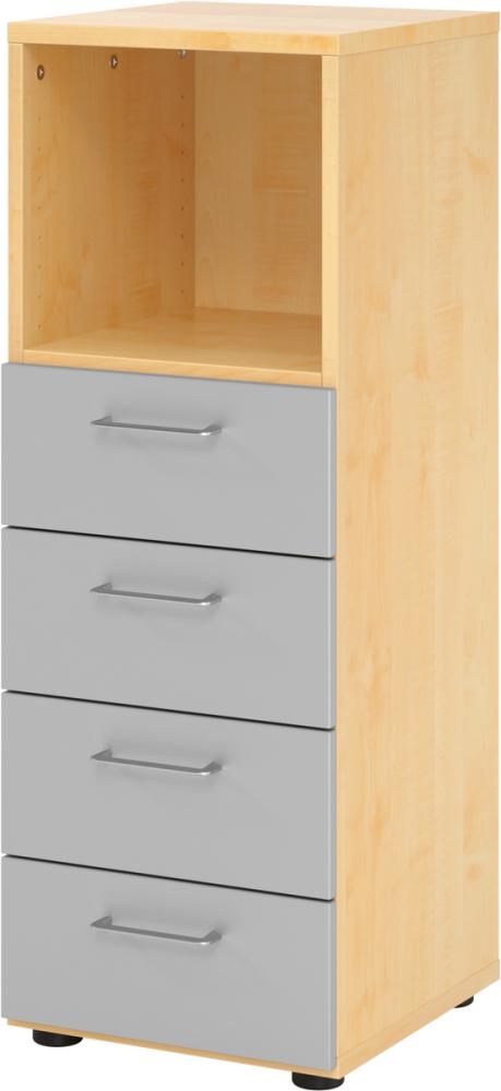 bümö® smart Schubladen Kombi mit 4 Schüben & 1 Regalfach in Ahorn/Silber Bild 1