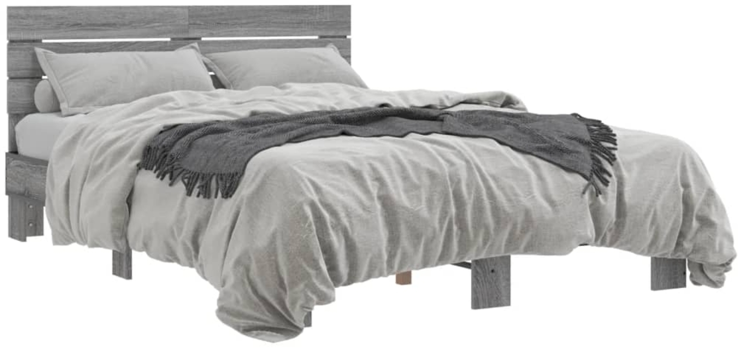 vidaXL Bettgestell Grau Sonoma 140x200 cm Holzwerkstoff und Metall 3280150 Bild 1