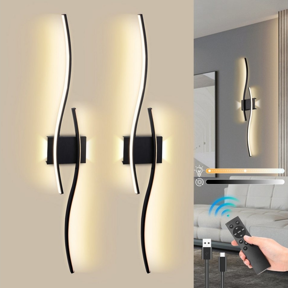 MUPOO LED Wandleuchte LED Wandleuchte Innen,Modern Wandlampe Dimmbare Wandbeleuchtung, LED fest integriert, mit Fernbedienung & Touch Steuerung,Timer,für Schlafzimmer,Wohnzimmer Bild 1