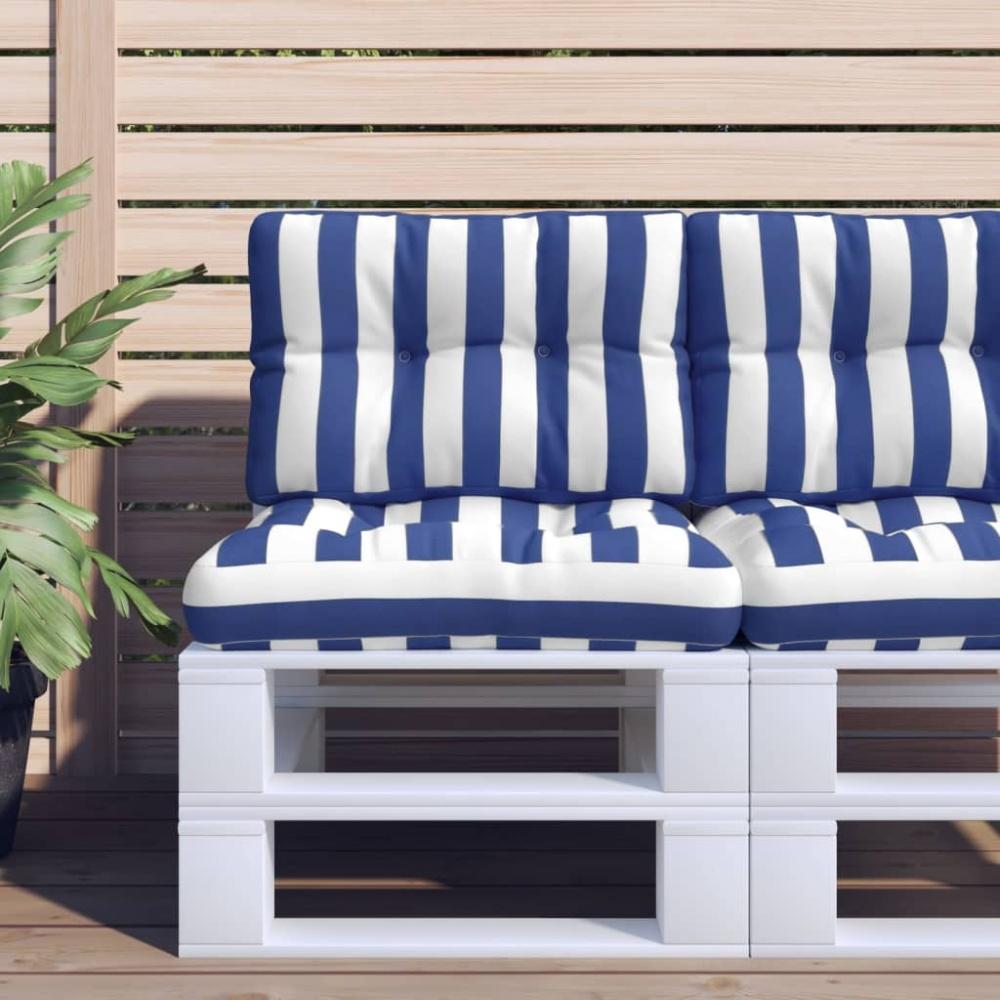 vidaXL Palettenkissen Blau Weiß Gestreift 60x40x12 cm Stoff 360572 Bild 1