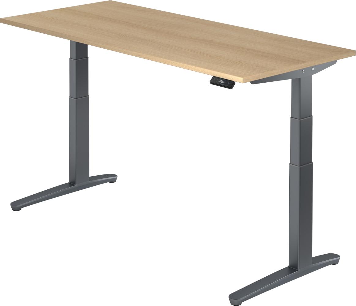 bümö elektrisch höhenverstellbarer Schreibtisch 180x80 cm mit Memory-Steuerung - Design Schreibtisch höhenverstellbar elektrisch, elektrischer Schreibtisch Eiche, Gestell graphit, XBHM19-E-GG Bild 1