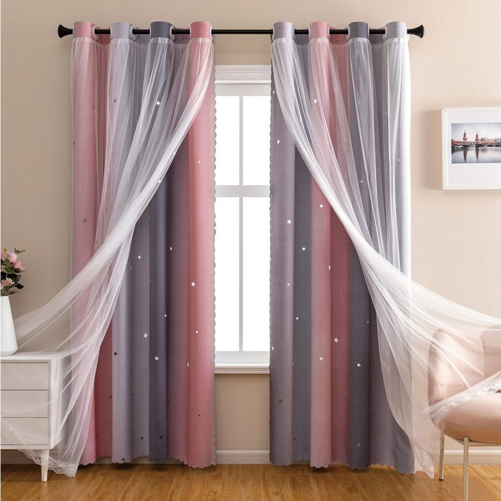 FOUORTUNATE-BEE Gardine Vorhänge Blickdicht Kinderzimmer Halbtransparent, (1 St), für Schlafzimmer und Wohnzimmer Bild 1