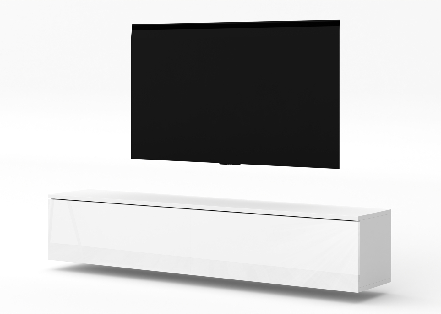 AX LIVING TV Board Loriano 180 cm Fernsehschrank weiß Matt/Hochglanz Bild 1