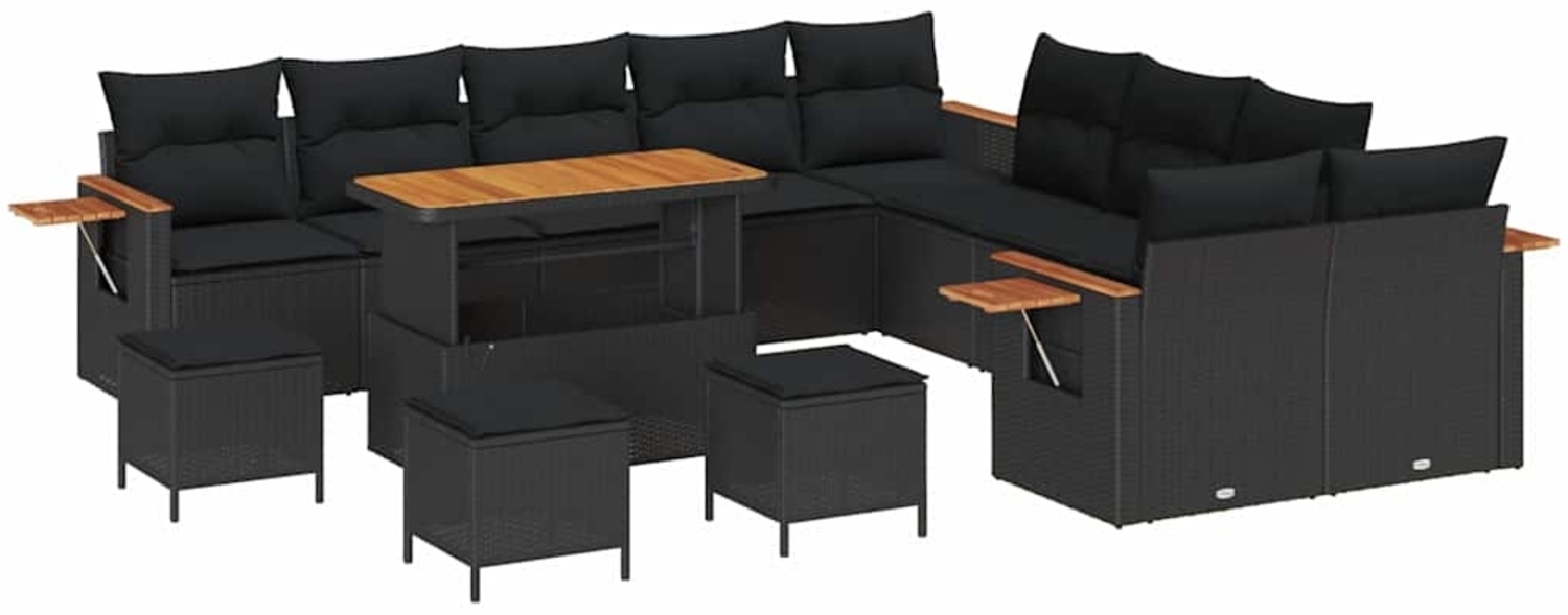 vidaXL Garten-Sofa-Set mit Kissen 14 pcs Schwarz 3363239 Bild 1