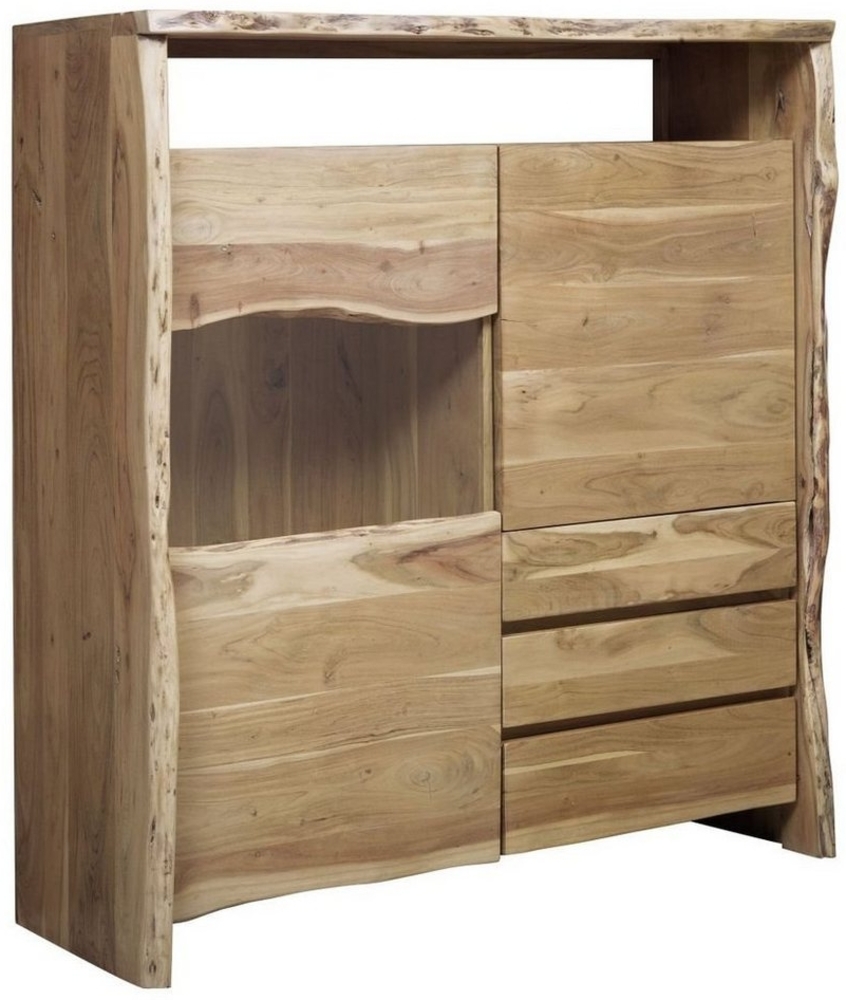 Massivmoebel24 Highboard (Highboard Akazie 131x45x147 natur lackiert PURE ACACIA #703) Bild 1