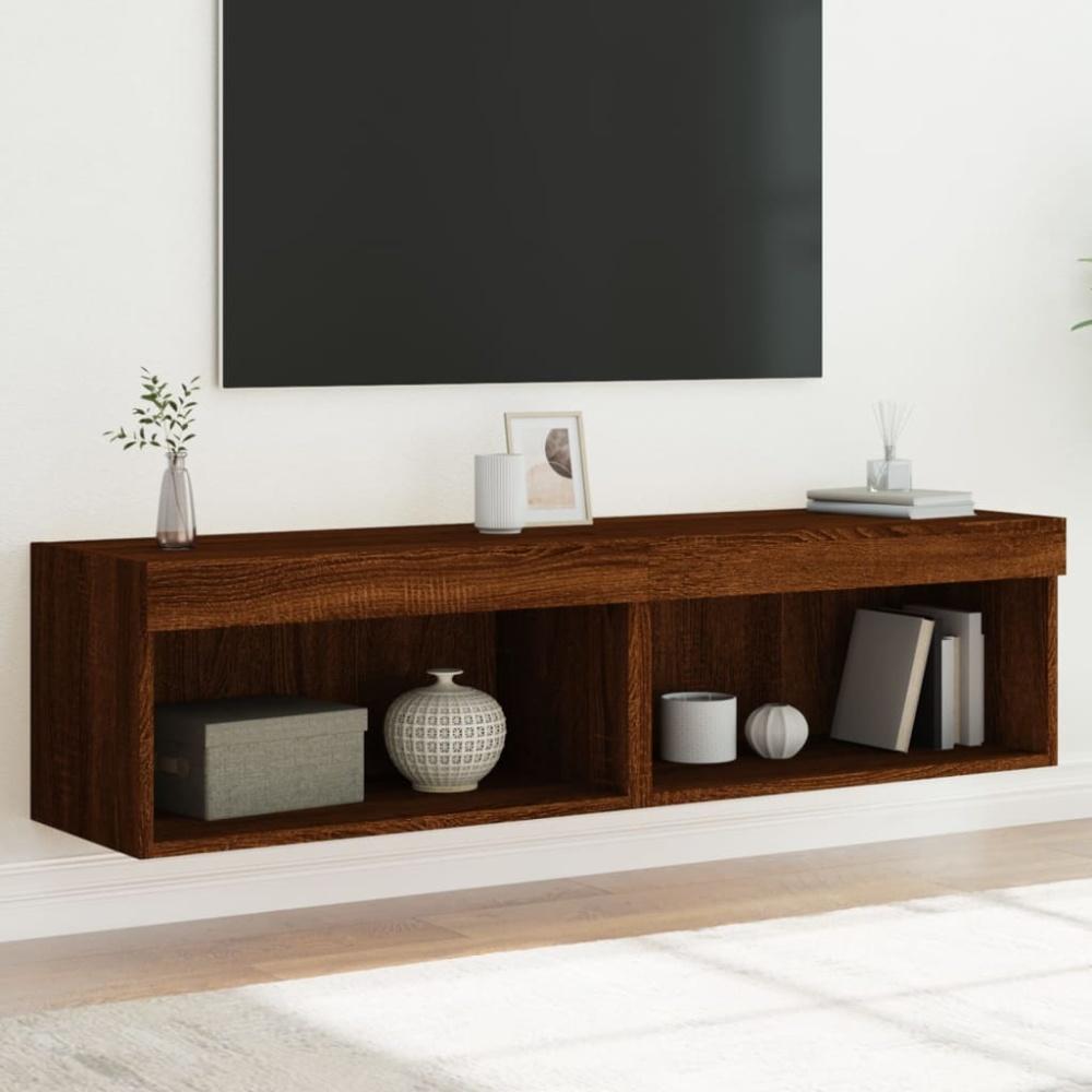 vidaXL TV-Schränke mit LED-Leuchten 2Stk. Braun Eiche-Optik 60x30x30cm 837140 Bild 1