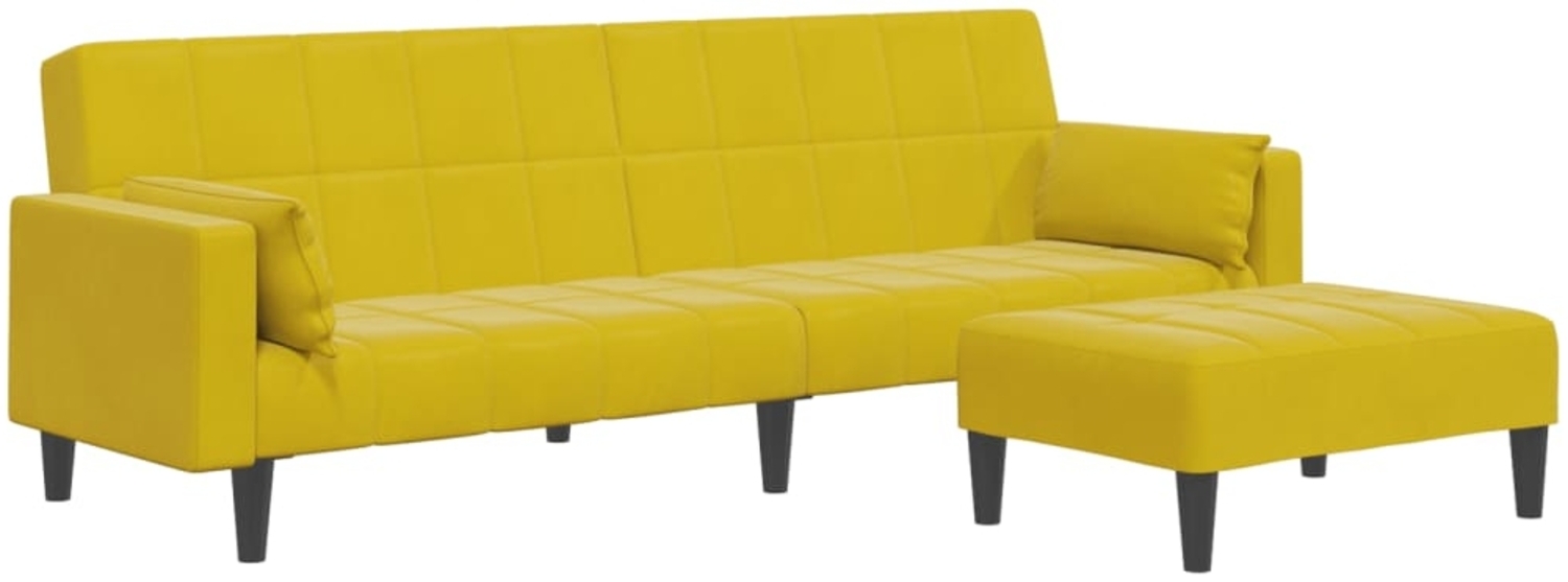 vidaXL Schlafsofa 2-Sitzer mit Fußhocker Gelb Samt 3258137 Bild 1
