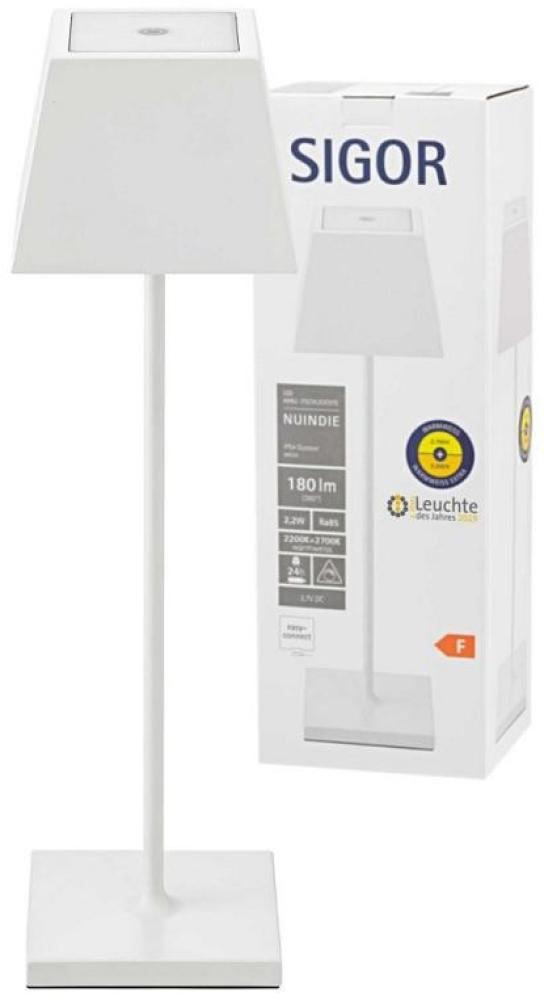 LED Tischleuchte weiß, Touchdimmer, Akku, H 37 cm Bild 1