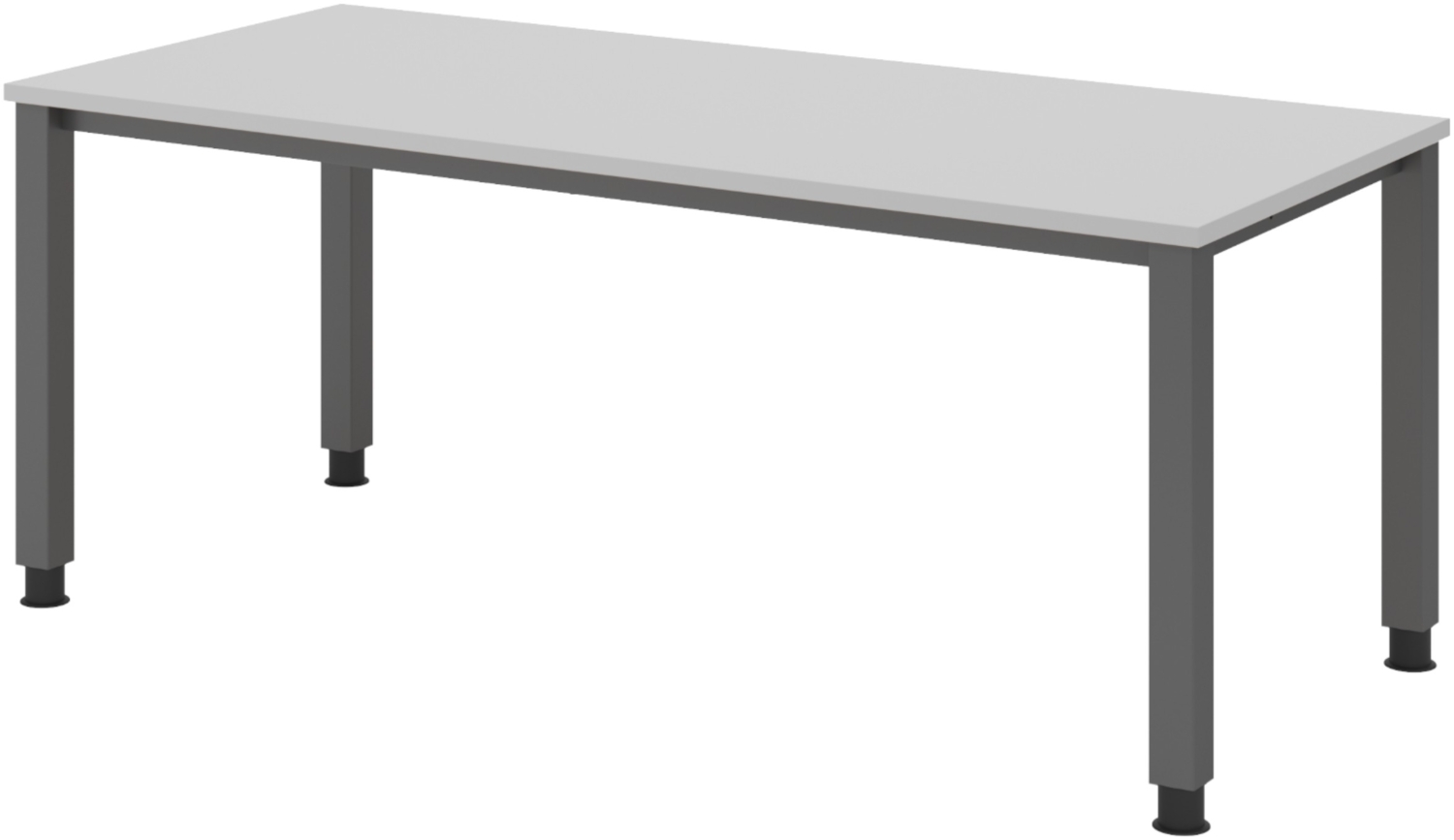 bümö manuell höhenverstellbarer Schreibtisch 180x80 cm in grau, Metall-Gestell: Graphit - PC Tisch höhenverstellbar & belastbar bis 140 kg, Büro- und Computertisch groß, QS-19-5-G Bild 1
