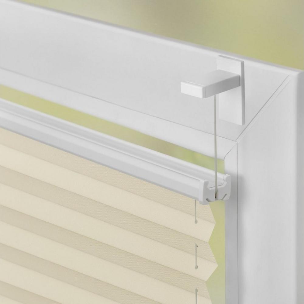LICHTBLICK ORIGINAL Plissee nach Maß Klebfix, ohne Bohren, verspannt, blickdicht - Beige, blickdicht, inkl. Klebeträger, Klebbar, kleben Bild 1