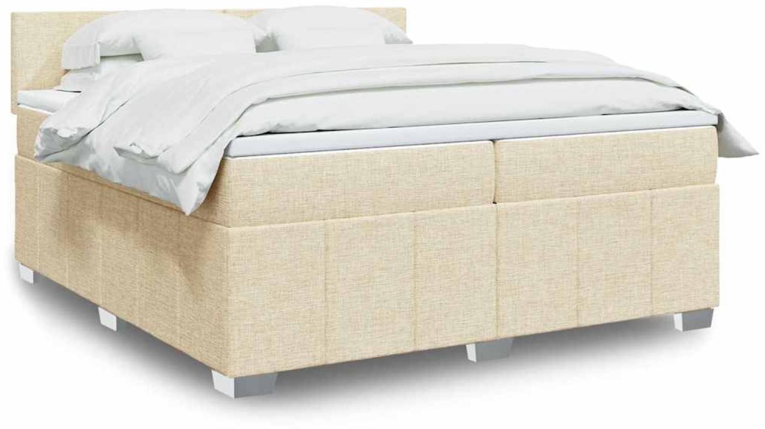 vidaXL Boxspringbett mit Matratze Creme 200x200 cm Stoff 3287173 Bild 1