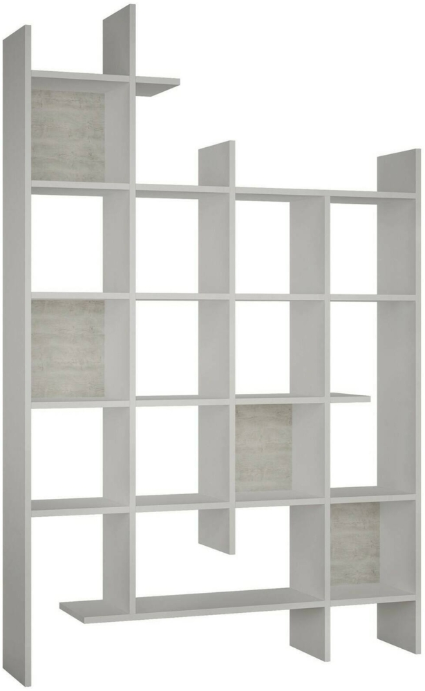 Dmora Bücherregal Achela, Büroregal, Mobiler Buchhalter, Bücherbrett, 122x26h188 cm, Weiß Bild 1