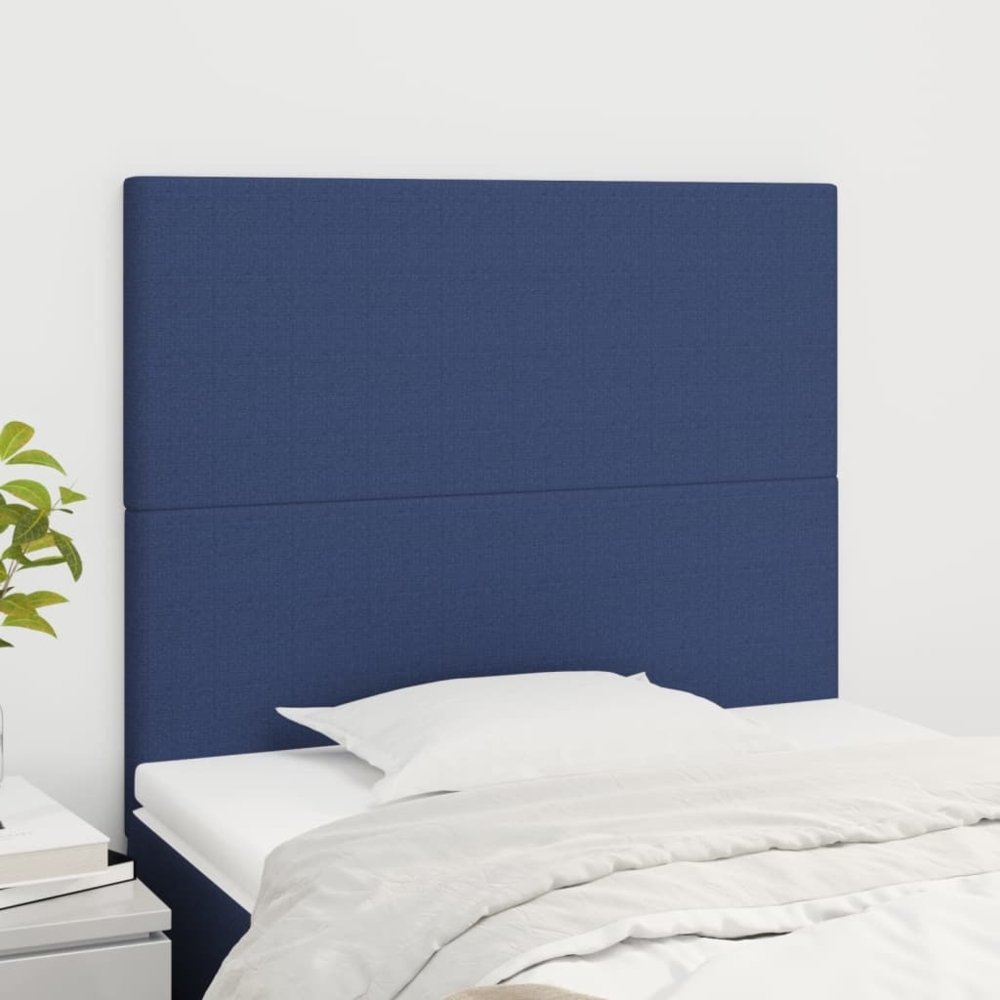 vidaXL Kopfteile 2 Stk. Blau 80 x 5 x 78/88 cm Stoff 3116032 Bild 1