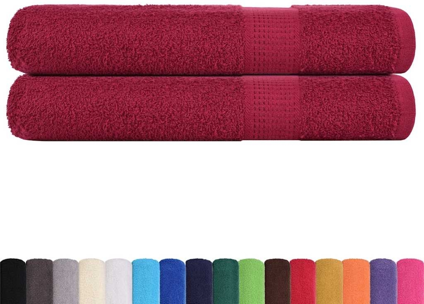 vidaXL Handtücher 2 Stk. Bordeauxrot 100x200cm 360 g/m² 100% Baumwolle 136746 Bild 1