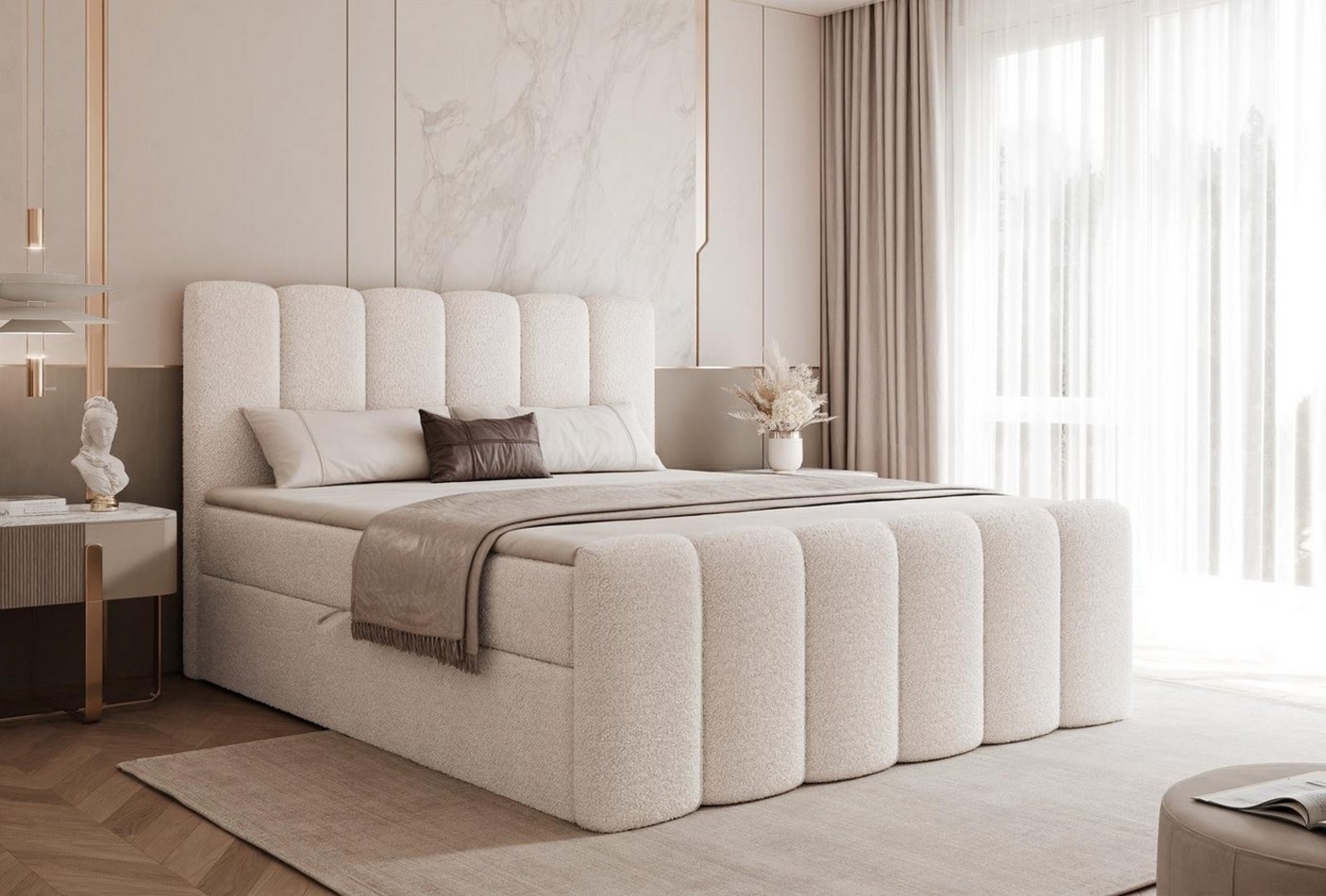 Compleo Boxspringbett BUBBLE, Wolkenbett, Bequem, Bonell, Topper, Doppelbett gepolstertes Kopfteil mit Bettkasten Bild 1