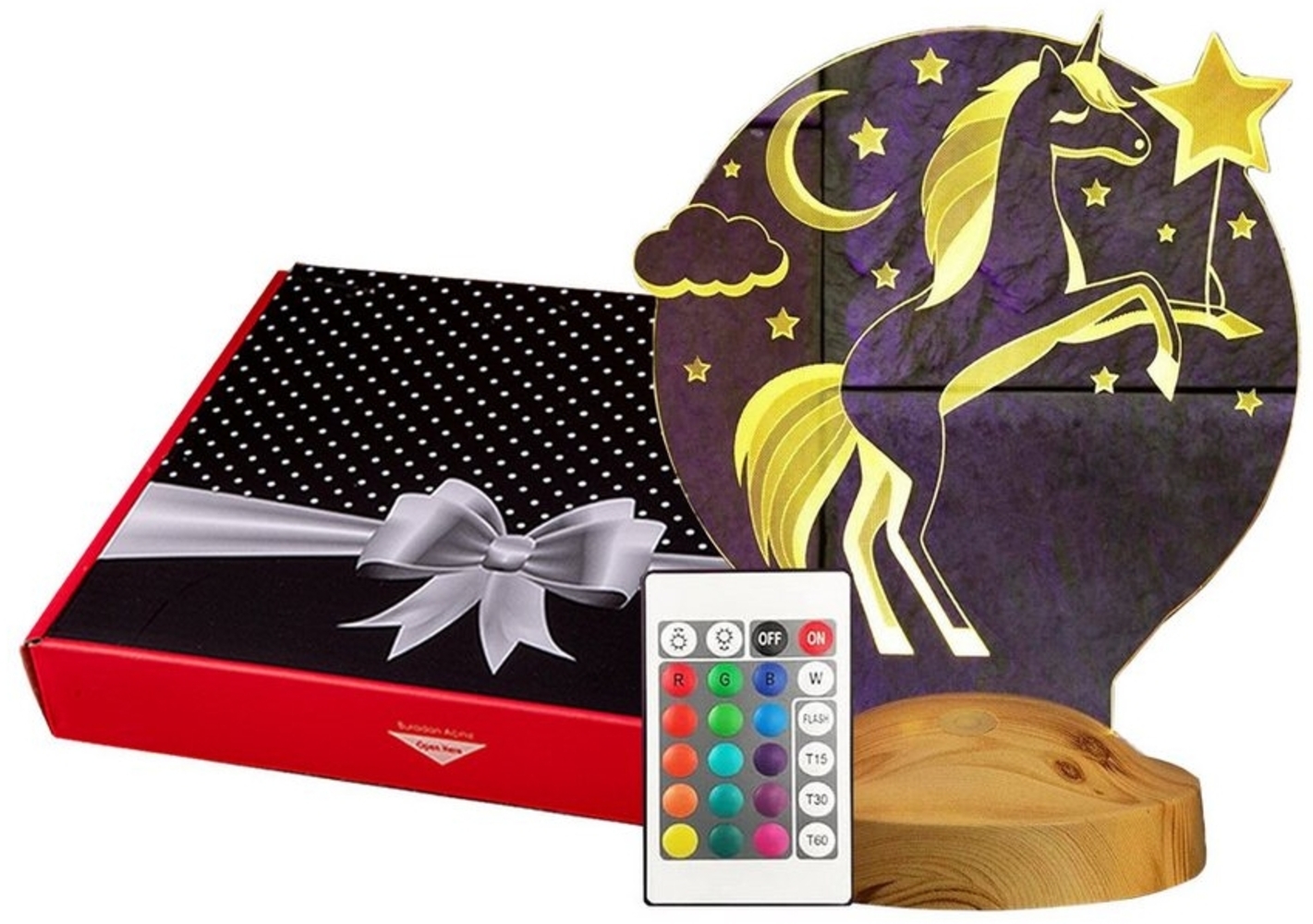 Geschenkelampe LED Nachttischlampe Einhorn 3D Nachtlicht Kinderzimmer Deko Geschenk für Mädchen, Leuchte 7 Farben fest integriert, Geburtstagsgeschenk für Babys, Mädchen Bild 1