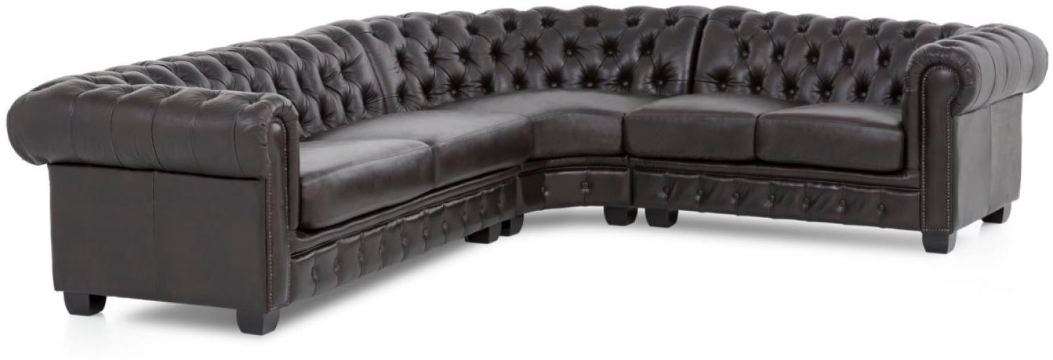 Ecksofa Chesterfield Echtleder II braun Bild 1