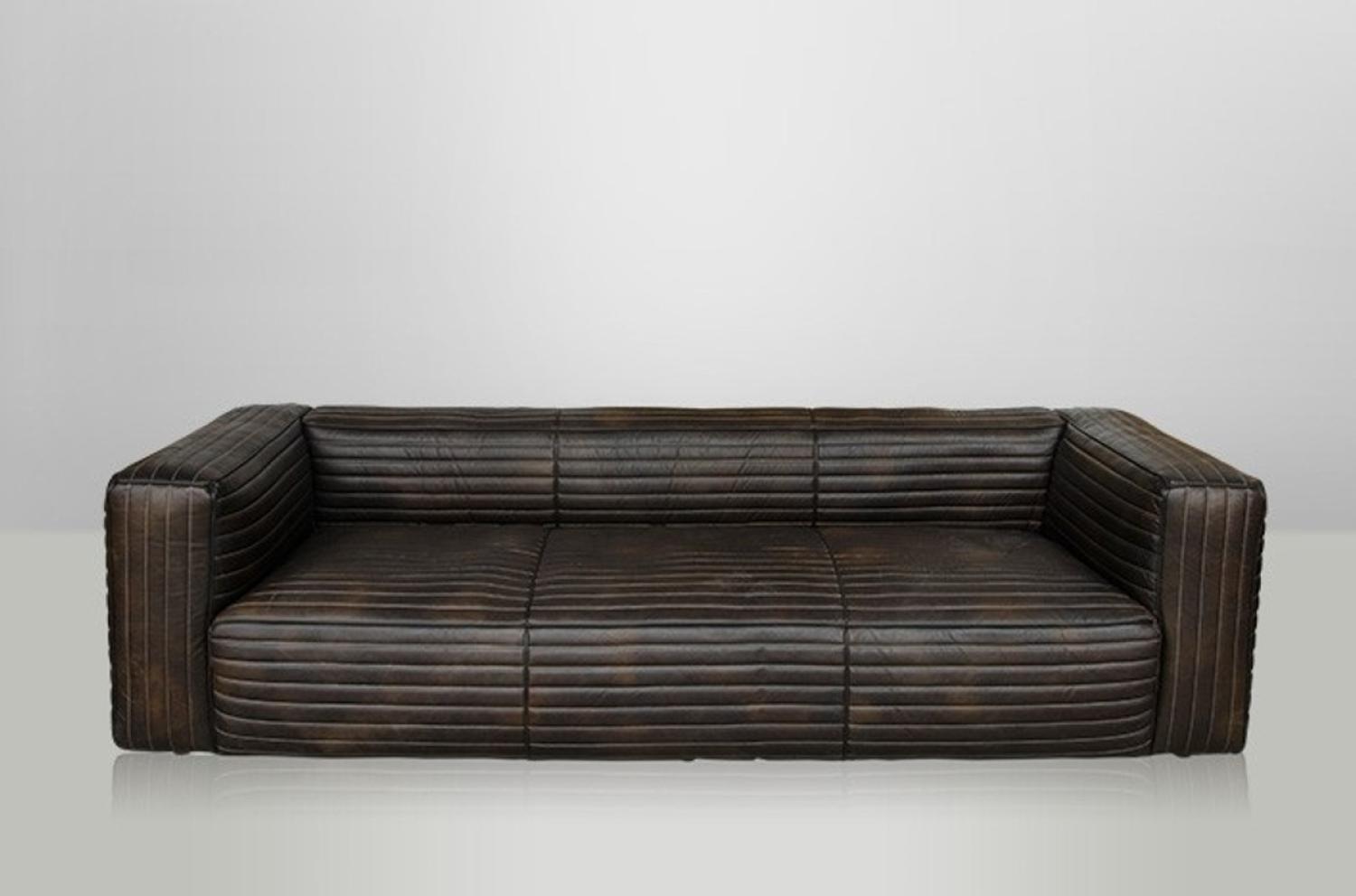 Casa Padrino Luxus Echt Leder Sofa VLAB Leder New Fudge - 3 Sitzer - Luxus Hotel Club Möbel Bild 1