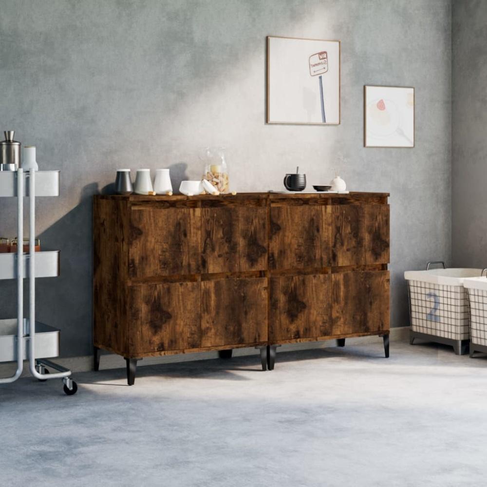 vidaXL Sideboards 2 Stk. Räuchereiche 60x35x70 cm Holzwerkstoff 3185764 Bild 1