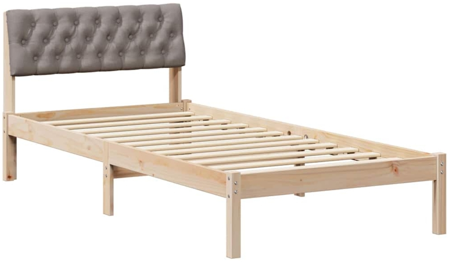 vidaXL Bettgestell Braun und Taupe 90 x 190 cm Massivholz Kiefer 878647 Bild 1