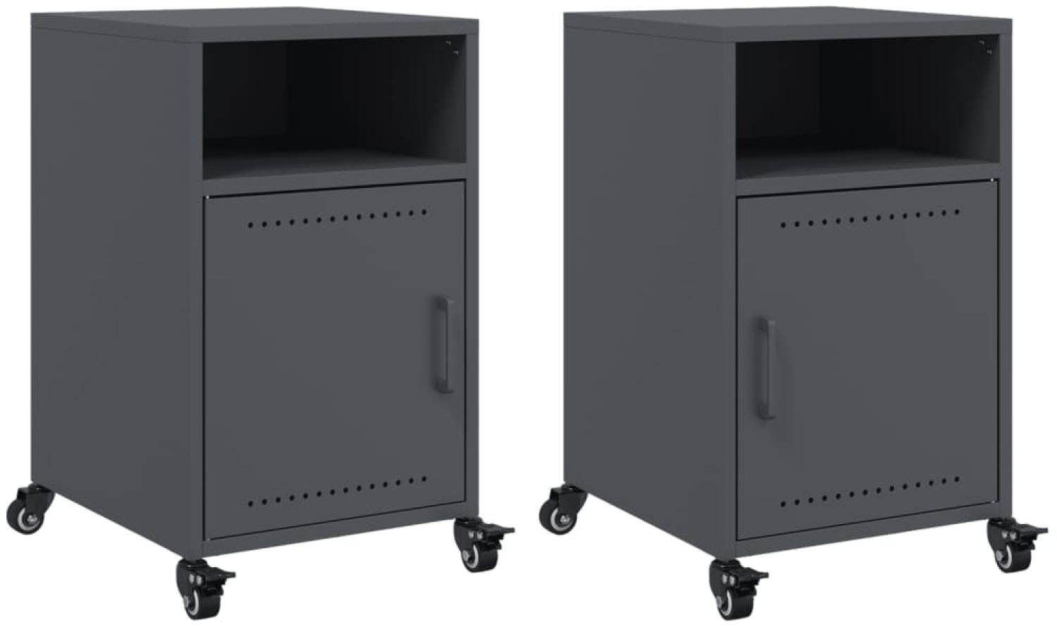 vidaXL Nachttische 2 Stk. Anthrazit 36x39x59 cm Stahl 846721 Bild 1