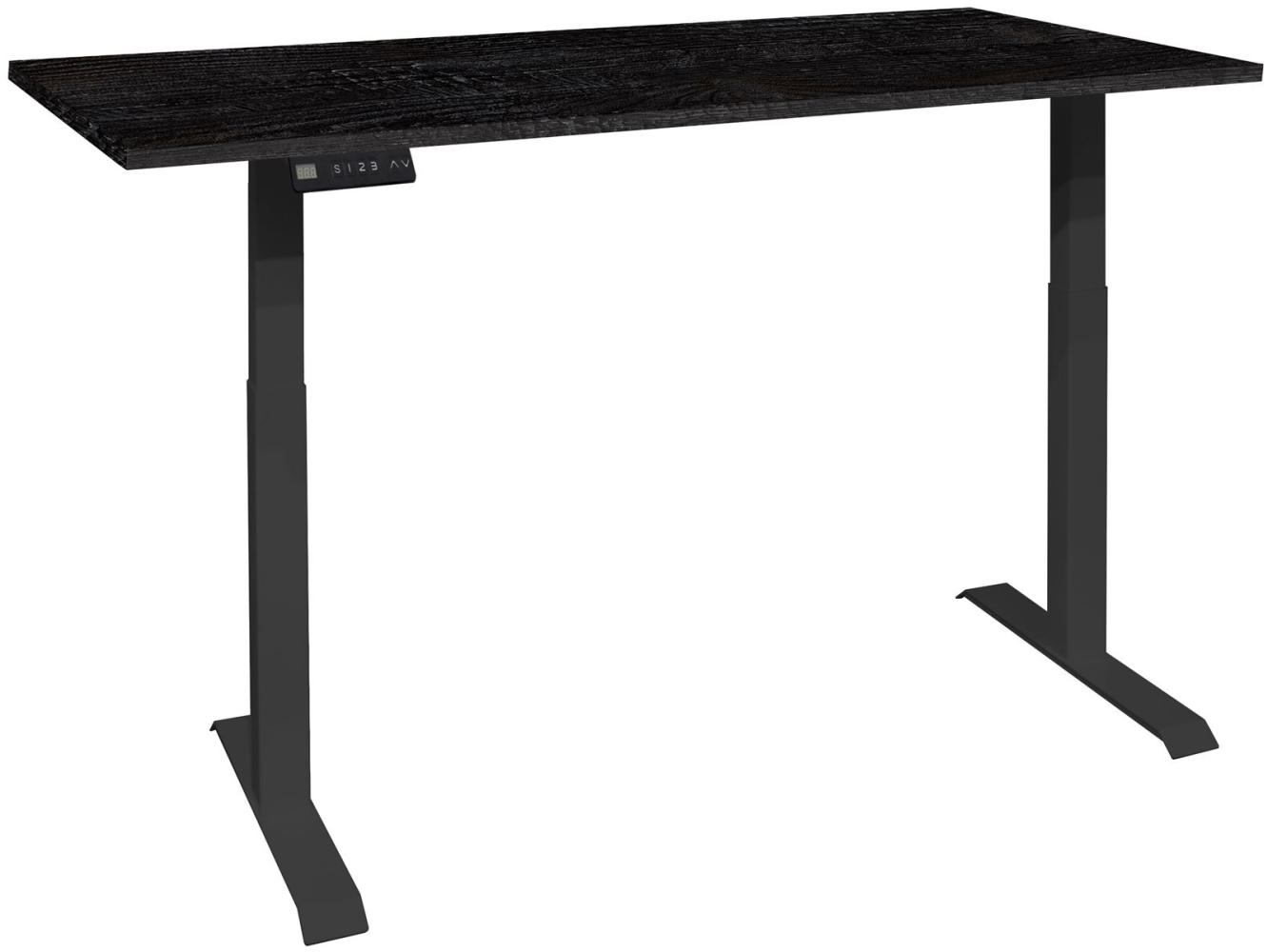 Schreibtisch höhenverstellbar elektrisch Editha 180x90 schwarz/flamed wood black 14227-18090 Bild 1