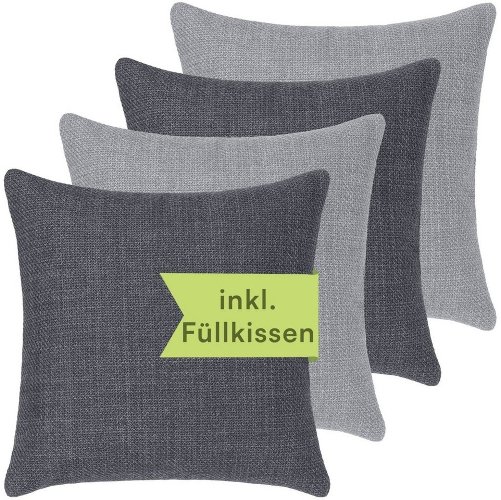 Selfitex Dekokissen 4er Set 40x40cm inkl. Füllkissen, edler Struktur Polsterstoff, für Sofa, Couch, Bett oder als Polster jeglicher Art Bild 1