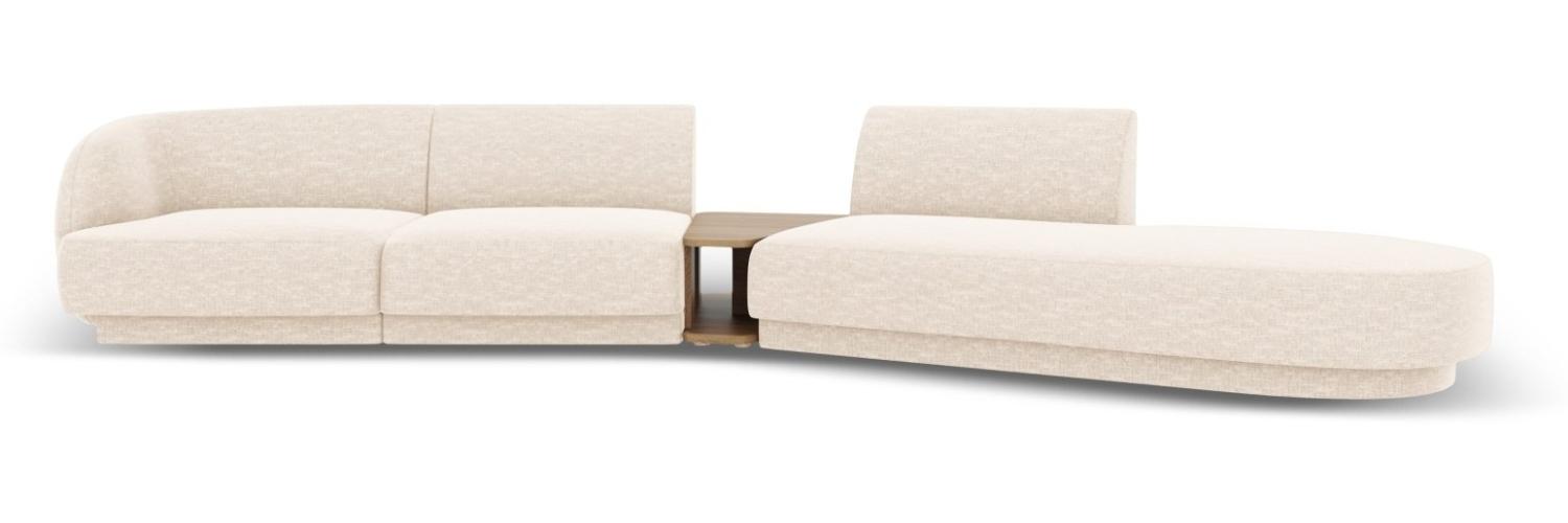 Micadoni Modulares Sofa Miley 4-Sitzer mit 1 Armlehne Rechts Chenille Helles Beige Bild 1