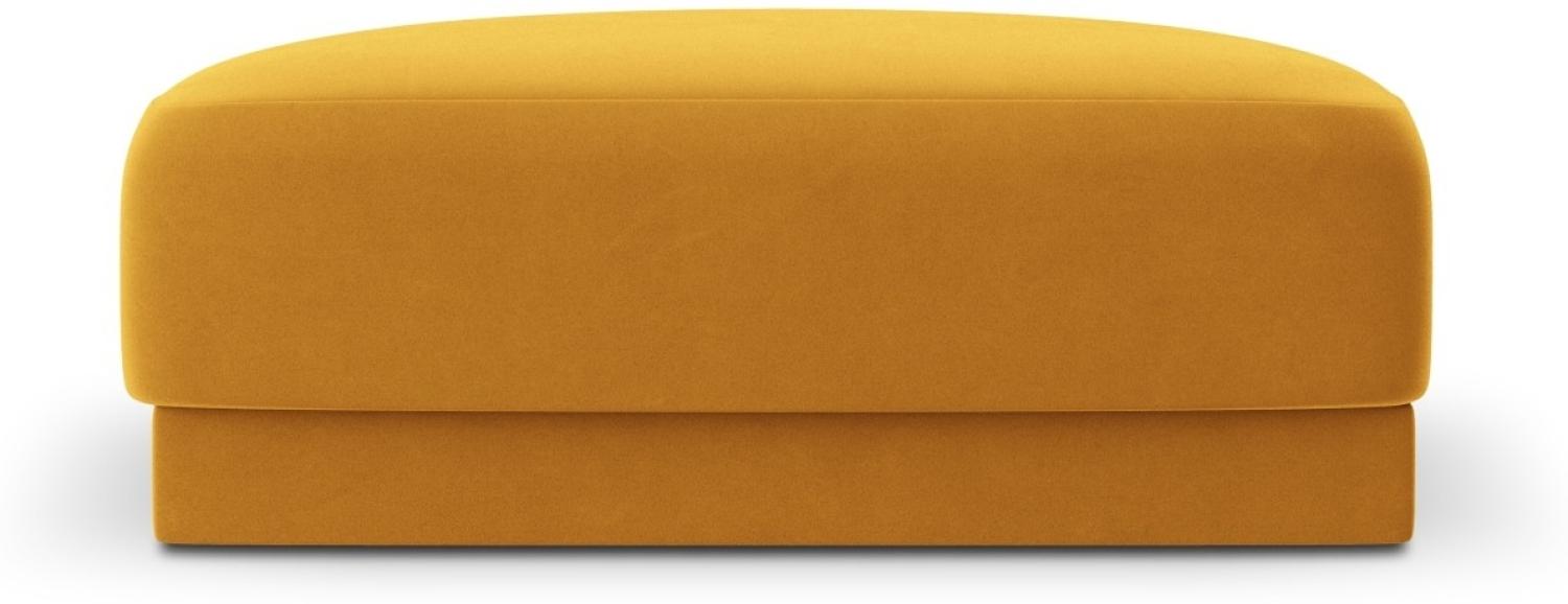 Micadoni Samtstoff Pouf Hocker Miley | Bezug Yellow | Beinfarbe Black Plastic Bild 1