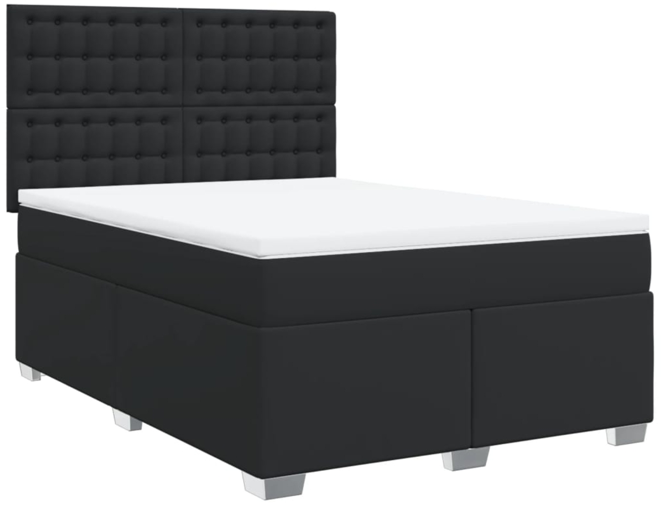 vidaXL Boxspringbett mit Matratze Schwarz 140x200 cm Kunstleder 3290724 Bild 1