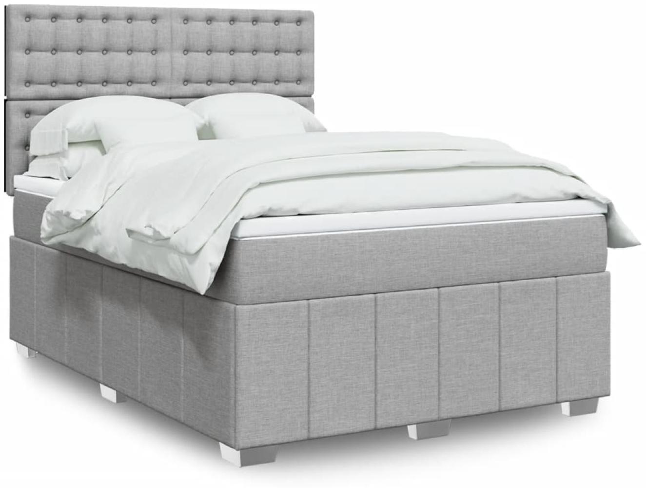 vidaXL Boxspringbett mit Matratze Hellgrau 140x190 cm Stoff 3293977 Bild 1