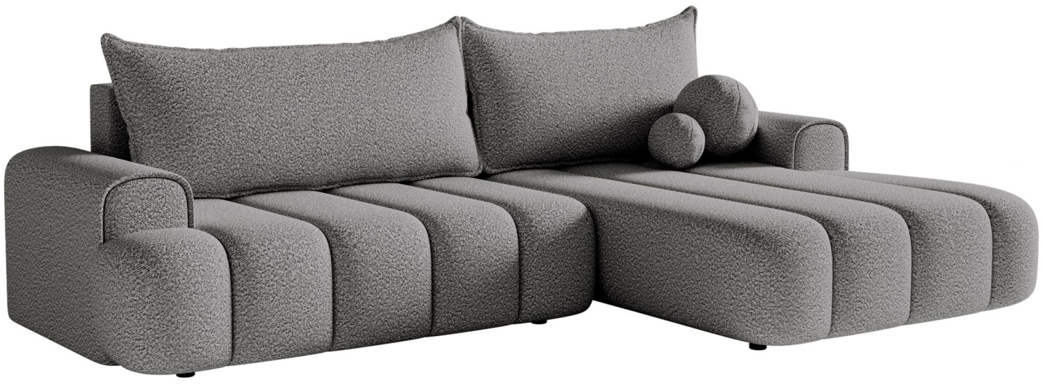 Selsey 'Dandelino' Ecksofa mit Schlaffunktion, Stauraum und Bouclé-Bezug, grau, rechts, 80 x 275 x 168 cm Bild 1