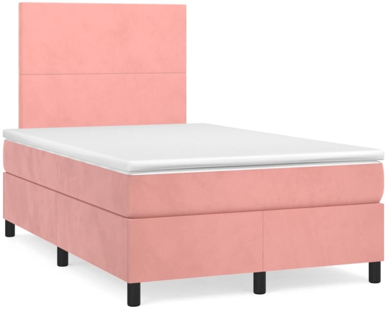 vidaXL Boxspringbett mit Matratze & LED Rosa 120x190 cm Samt 3270304 Bild 1